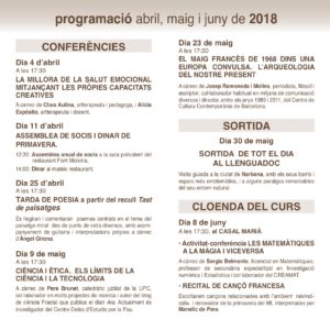 AULES DIFUSIÓ abril maig juny 2018